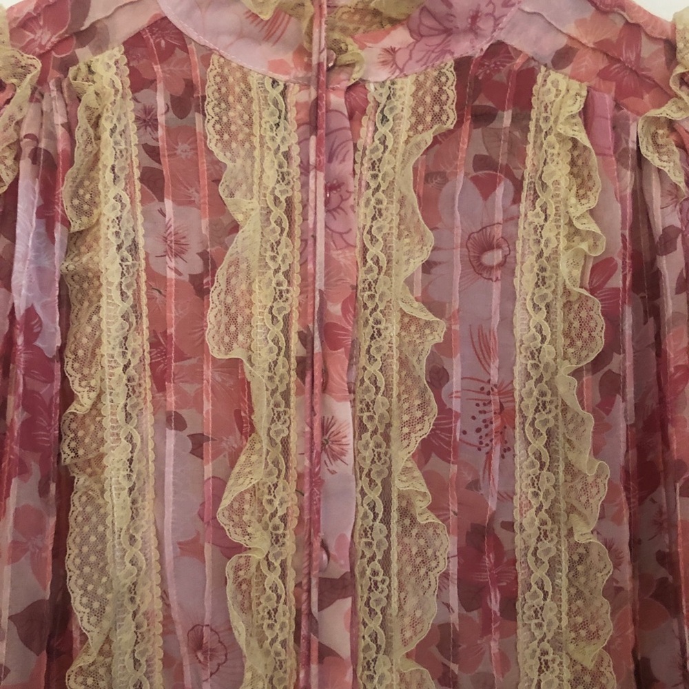Boutique Pleated Lace Button Down Dress